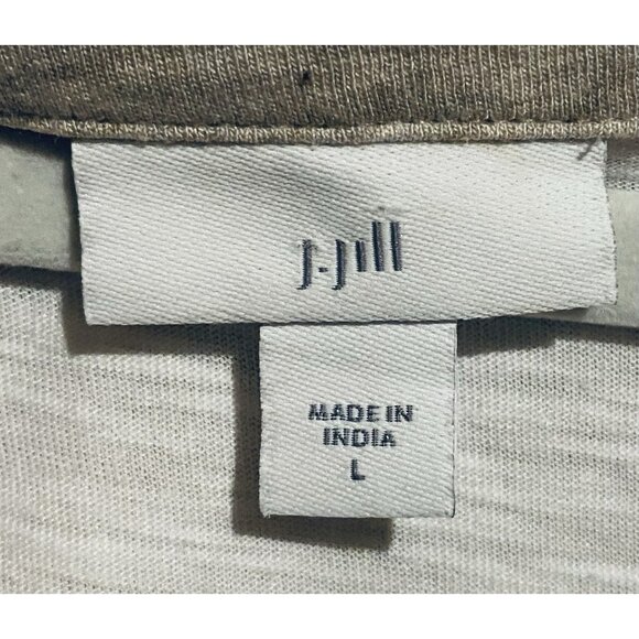 J Jill Top Womens Large Oatmeal Beige Long Sleeve Layered Cotton Modal Neutral - Picture 5 of 8